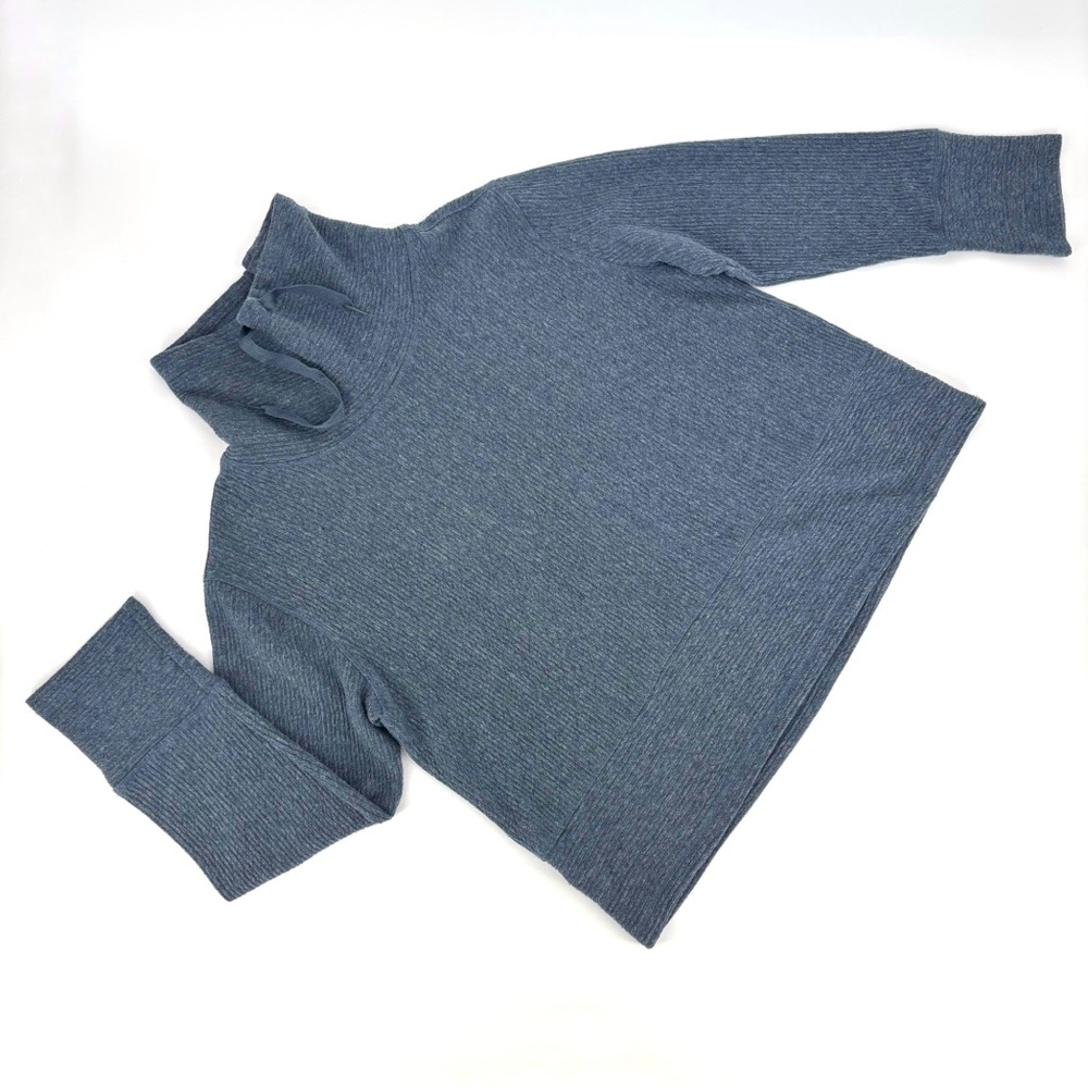 RBX Blue Ribbed Long Sleeve Cowl Neck Sweatshirt, XL